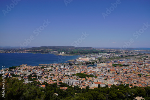 Sete top aerial panorama of city port of town in Herault in Occitanie France © OceanProd