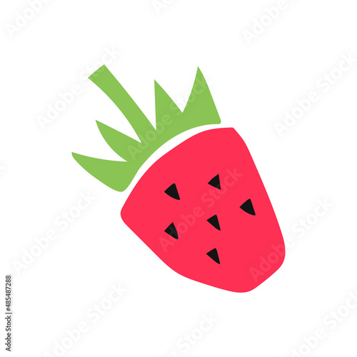 Strawberry berry. Cutouts fruit. Shape colored cardboard or paper. Funny childish applique