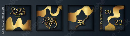 Set of banners for the Happy New Year 2023. Good for background, greeting card, poster, invitation, social media post, web, sale banner. Vector illustration.