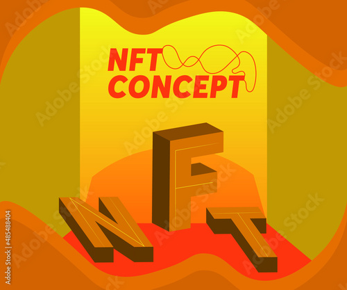 NFT non-fungible token. Non fungible token text design, NFT concept