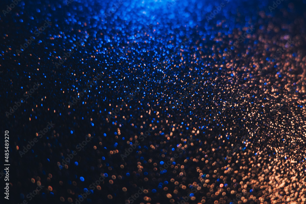 Color Bokeh Glow Glitter Background Wet Asphalt Reflection Defocused