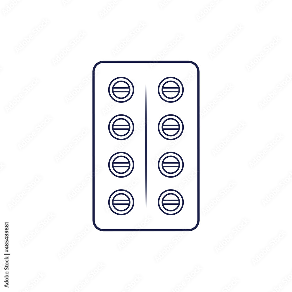 Tablet in Package Outline Icon Illustration on White Background Suitable for Medicine, Painkiller, Apothecary Icon Tablet in Package Outline Icon Illustration on White Background Suitable for Medicine, Painkiller, Apothecary Icon