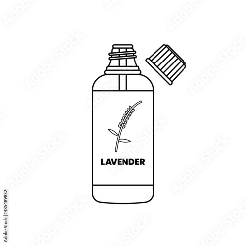 Lavender Oil Bottle Outline Icon Illustration on White Background Suitable for Aromatherapy, Perfume, Apothecary Icon