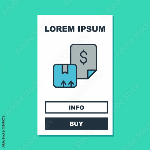 Filled outline Waybill icon isolated on turquoise background. Vector