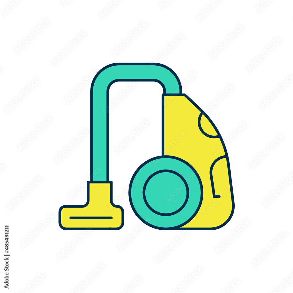 Filled outline Vacuum cleaner icon isolated on white background. Vector Filled outline Vacuum cleaner icon isolated on white background. Vector