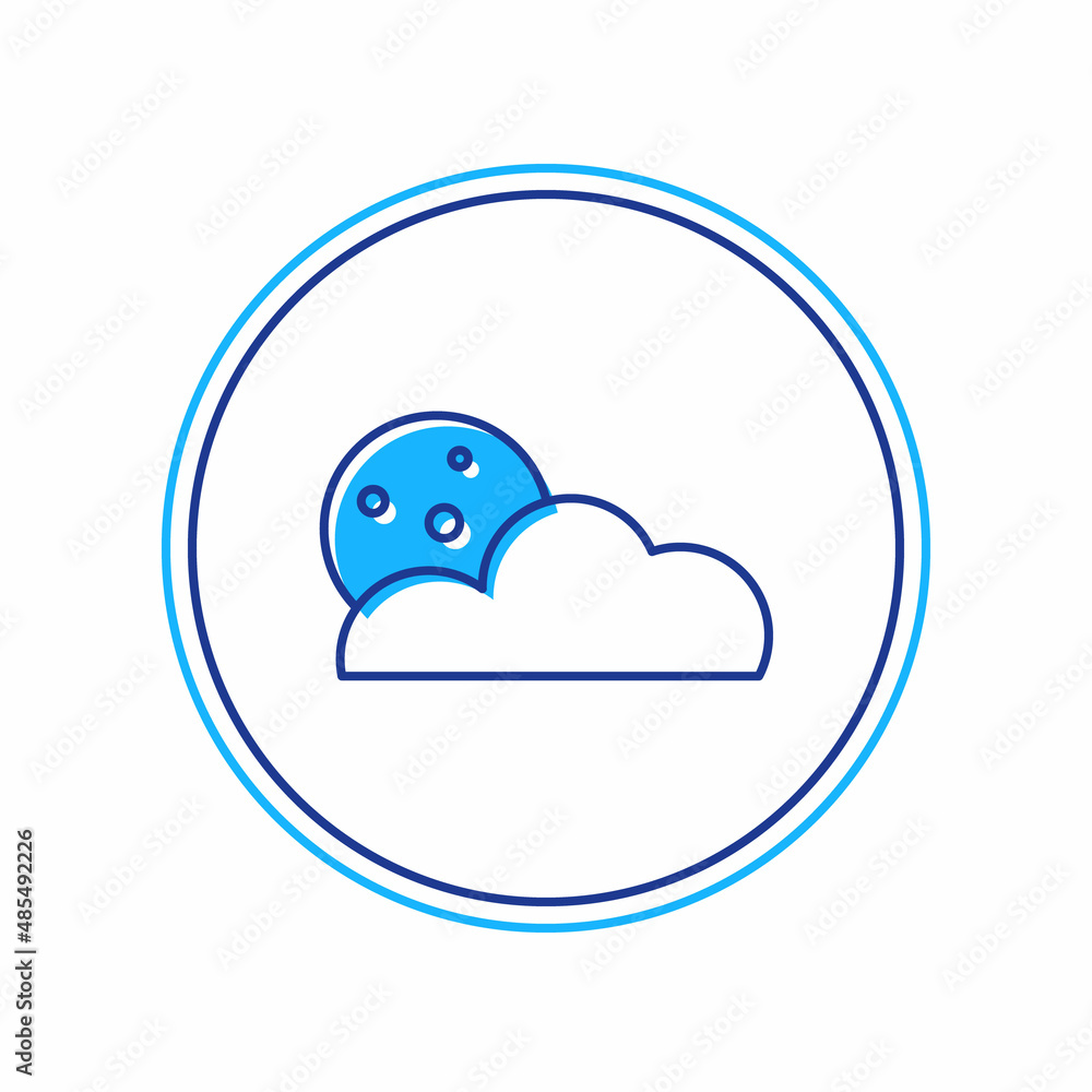 Filled outline Moon and stars icon isolated on white background. Cloudy night sign. Sleep dreams symbol. Full moon. Night or bed time sign. Vector Filled outline Moon and stars icon isolated on white background. Cloudy night sign. Sleep dreams symbol. Full moon. Night or bed time sign. Vector