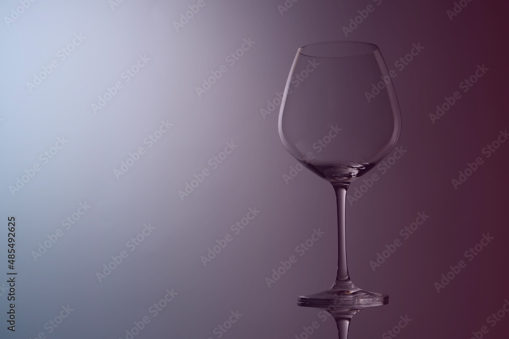 Minimalist Still life photo of a beautiful wine glass. Copy space for your design. Web banner. 