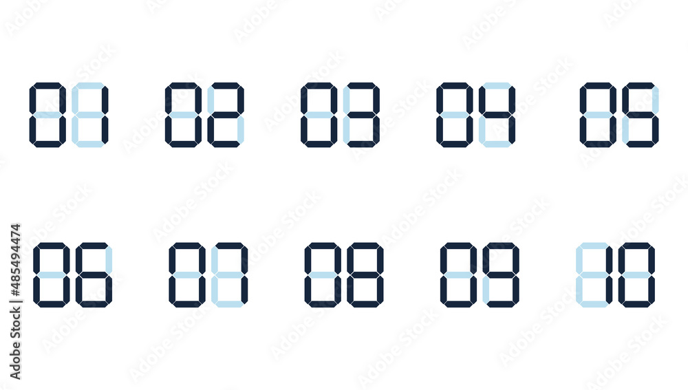 Digital numbers set symbols. Vector icons on white background