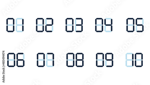 Digital numbers set symbols. Vector icons on white background
