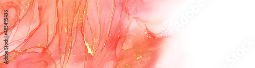 Vector coral banner. Hand drawn abstract paint brush stroke.