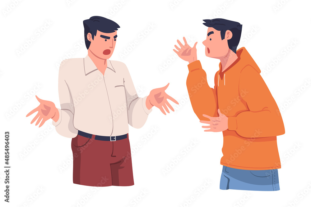 Angry Man Arguing Having Conflict with Somebody Vector Illustration Angry Man Arguing Having Conflict with Somebody Vector Illustration