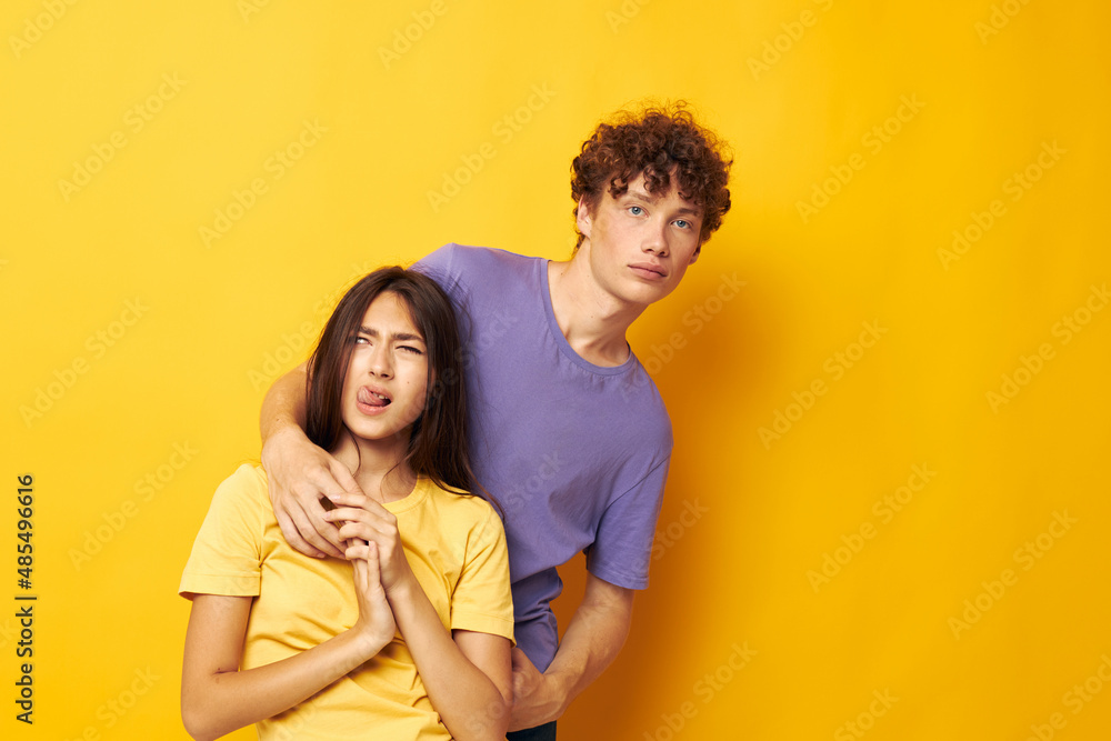 portrait of a man and a woman casual clothes posing emotions antics Lifestyle unaltered portrait of a man and a woman casual clothes posing emotions antics Lifestyle unaltered
