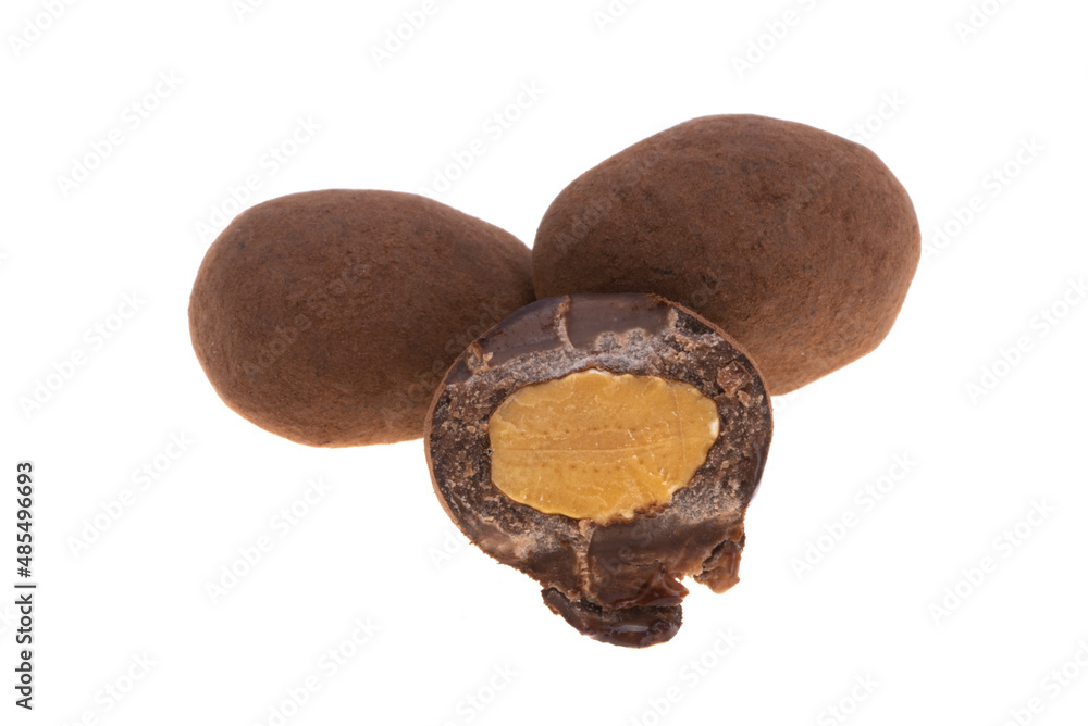 almond truffle in chocolate isolated almond truffle in chocolate isolated
