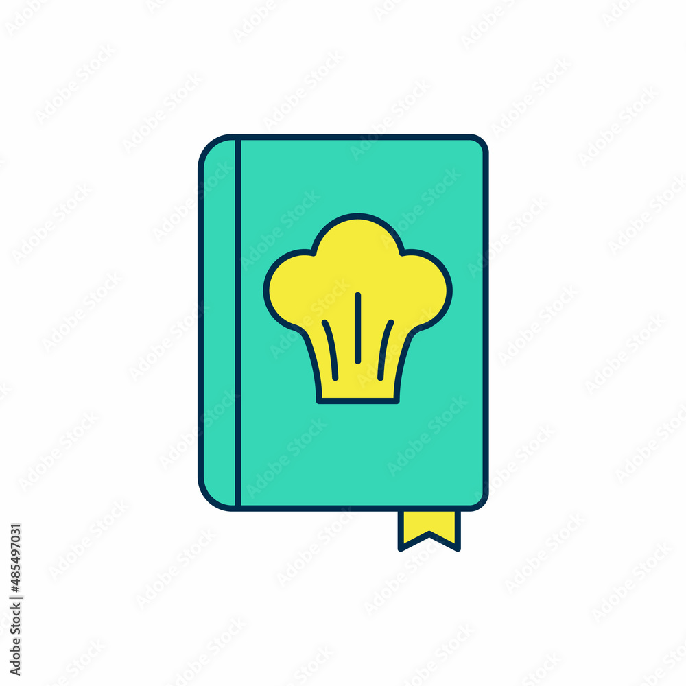 Filled outline Cookbook icon isolated on white background. Cooking book icon. Recipe book. Fork and knife icons. Cutlery symbol. Vector Filled outline Cookbook icon isolated on white background. Cooking book icon. Recipe book. Fork and knife icons. Cutlery symbol. Vector
