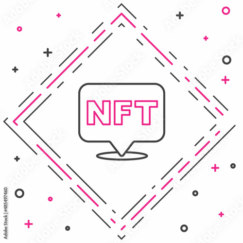 Line NFT Digital crypto art icon isolated on white background. Non fungible token. Colorful outline concept. Vector