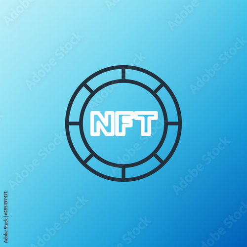 Line NFT Digital crypto art icon isolated on blue background. Non fungible token. Colorful outline concept. Vector