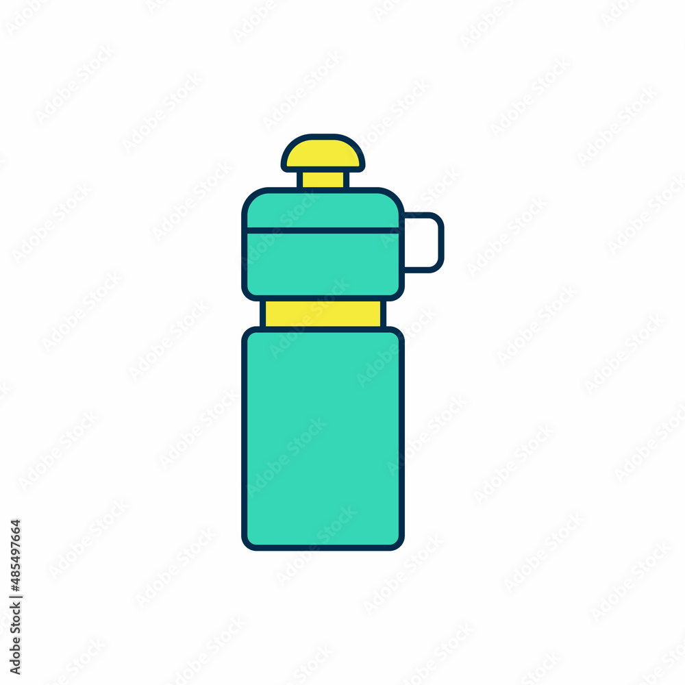 Filled outline Fitness shaker icon isolated on white background. Sports shaker bottle with lid for water and protein cocktails. Vector Filled outline Fitness shaker icon isolated on white background. Sports shaker bottle with lid for water and protein cocktails. Vector