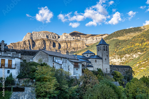 Torla, gateway to the Ordesa and Monte Perdido NP in the Pyrenees, Aragon, Spain