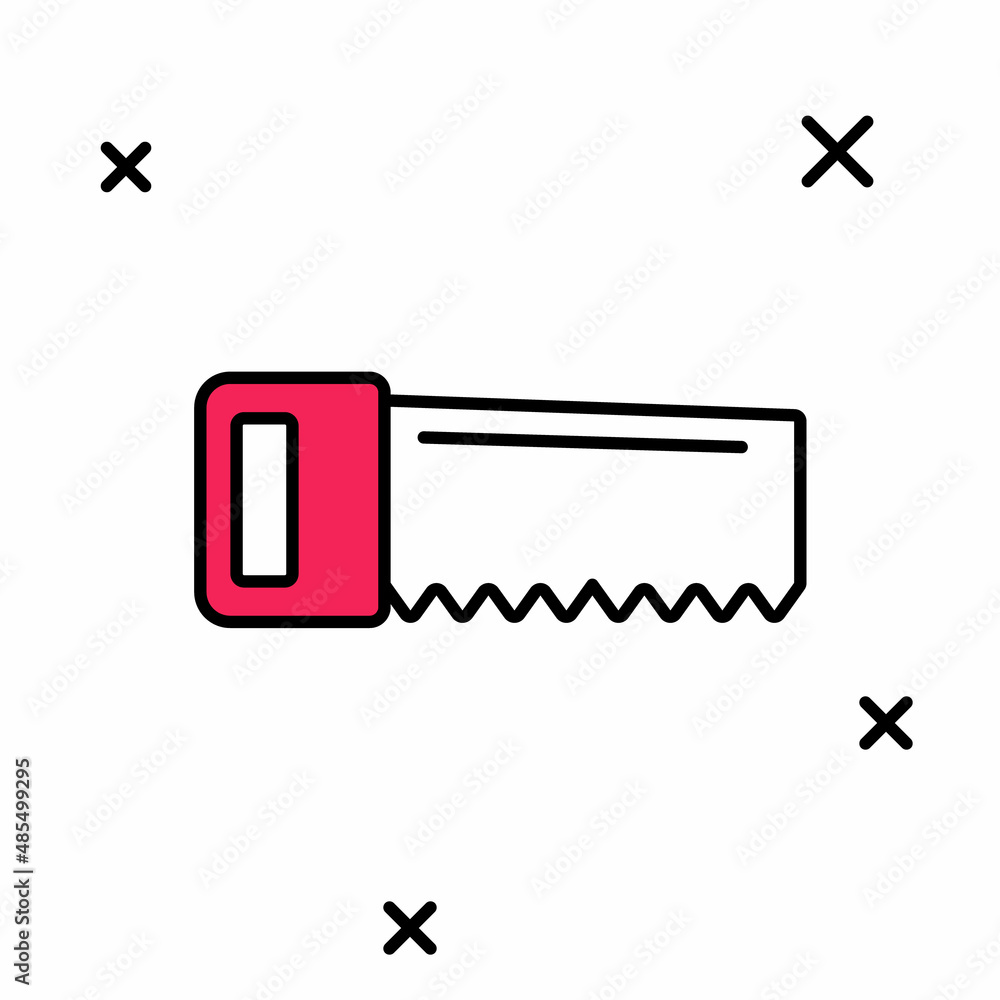 Filled outline Hand saw icon isolated on white background. Vector Filled outline Hand saw icon isolated on white background. Vector