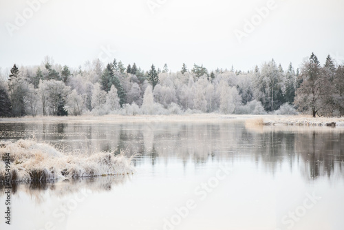 River landscape in a wintry morning