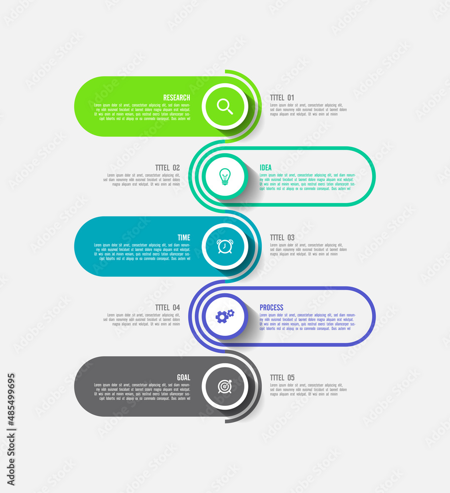 Flat infographic business template circle colorful with 5 step Flat infographic business template circle colorful with 5 step