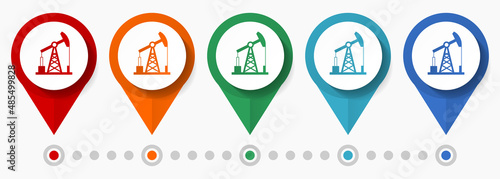 Petrol, oil concept vector icon set, flat design oilfield pointers, infographic template photo