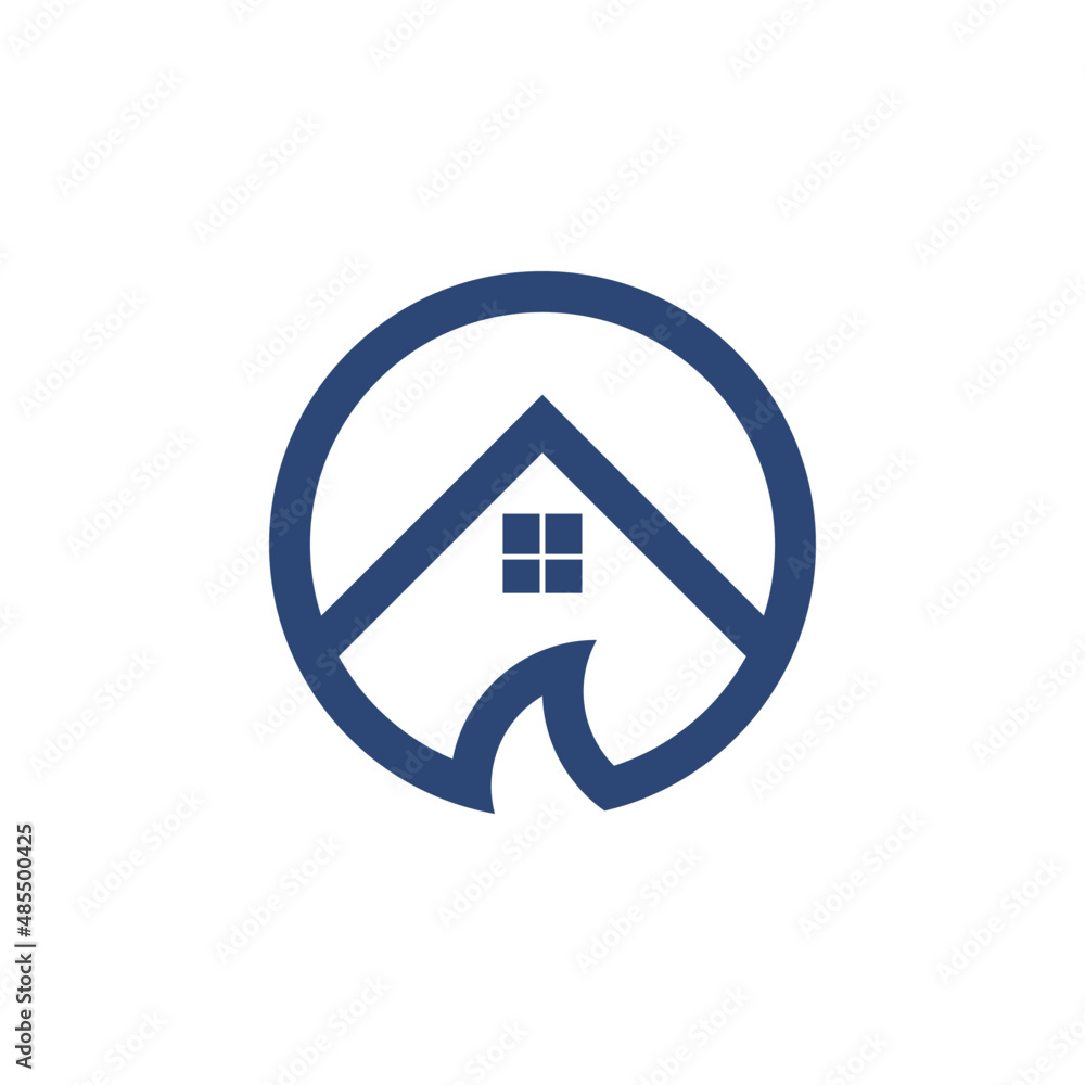 Minimalism ocean house vector logo Minimalism ocean house vector logo