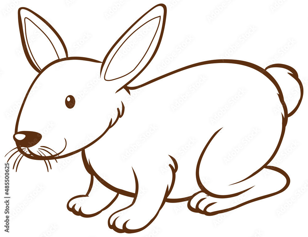 Obraz premium Rabbit in doodle simple style on white background