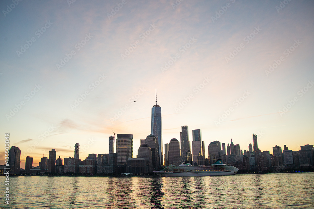 Sunrise over the New York Skyline in New York city