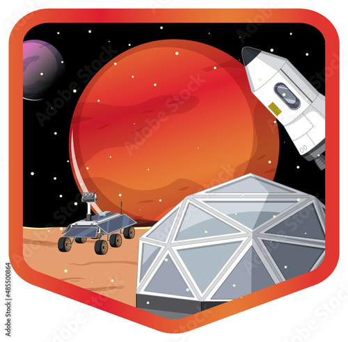 Settlement in the space badge on white background