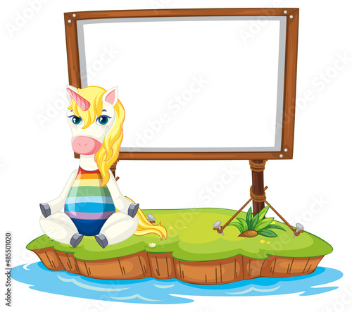 Fantasy unicorn with empty board