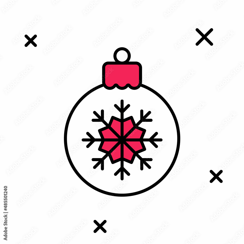 Filled outline Christmas ball icon isolated on white background. Merry Christmas and Happy New Year. Vector Filled outline Christmas ball icon isolated on white background. Merry Christmas and Happy New Year. Vector