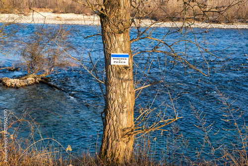 Canvas Print Protected fishing reserve area, along the banks of the Ticino river, near the village of Cameri (Novara province, Piedmont, Italy)