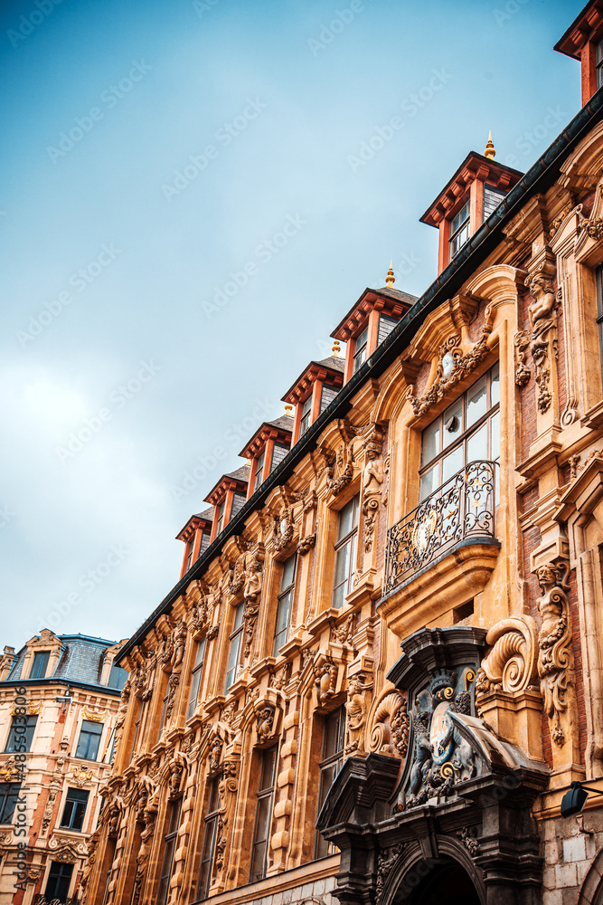 Antique building view in Old Town Lille, France