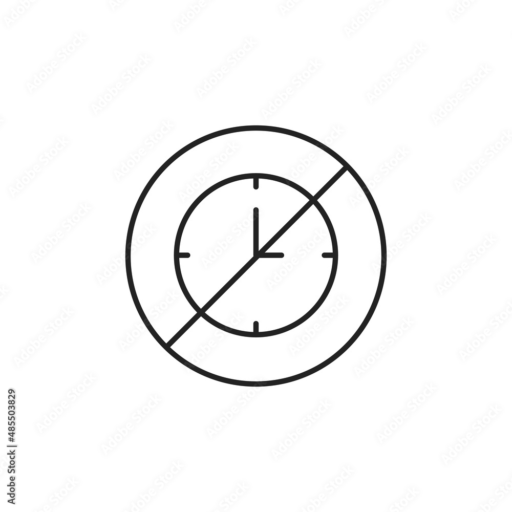 No time icon. Time forbidden. High quality black vector illustration. No time icon. Time forbidden. High quality black vector illustration.