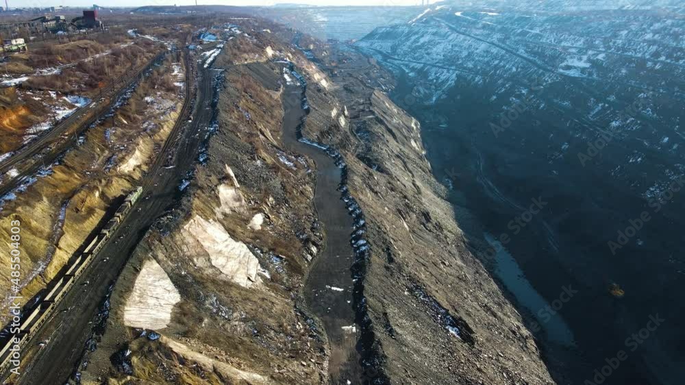 quarry iron ore snow winter drone flight quarry iron ore snow winter drone flight