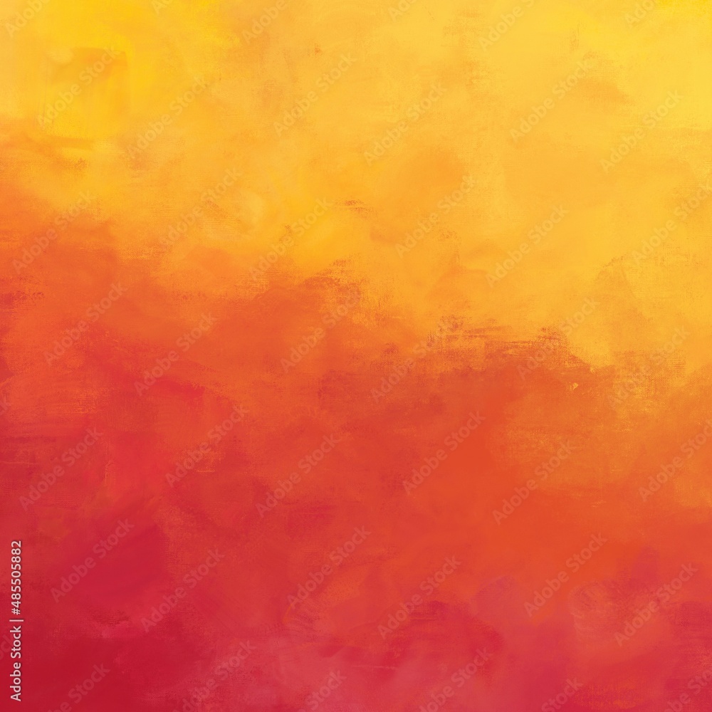 油絵抽象背景）黄色と赤の正方形バナー　炎　火　ナチュラル　キャンバスのテクスチャ　アート　絵の具