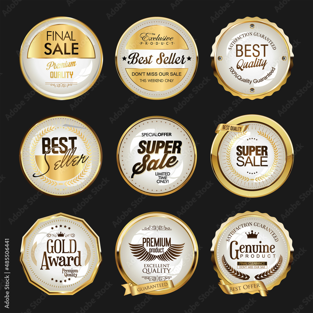Golden metal sale badges collection 