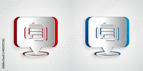 Paper cut Check engine icon isolated on grey background. Paper art style. Vector