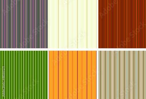 Set of seamless with colorful stripes on the color background