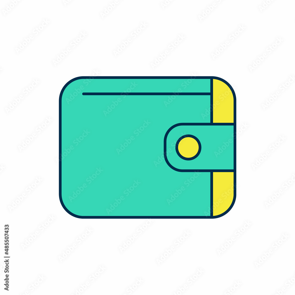 Filled outline Wallet icon isolated on white background. Purse icon. Cash savings symbol. Vector Filled outline Wallet icon isolated on white background. Purse icon. Cash savings symbol. Vector