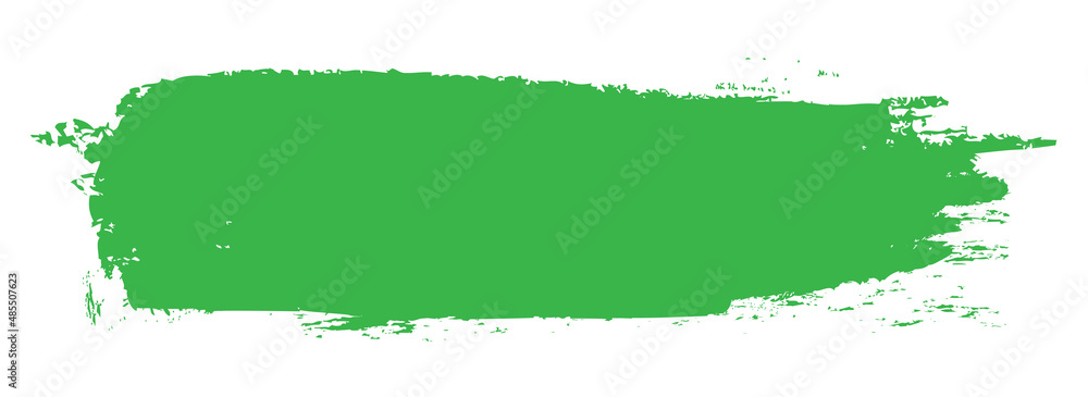 Green brush stroke isolated on white background. Trendy brush stroke vector for green ink paint, grunge backdrop, dirt banner, watercolor design and dirty texture. Brush stroke vector