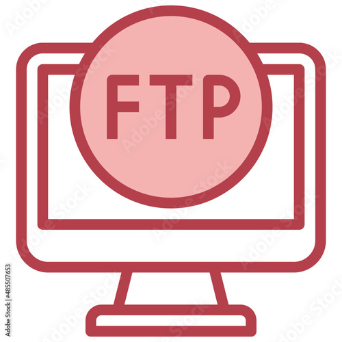 FTP red line icon,linear,outline,graphic,illustration