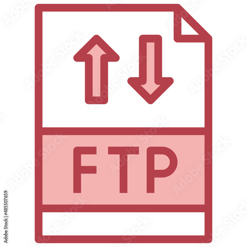 FTP red line icon,linear,outline,graphic,illustration