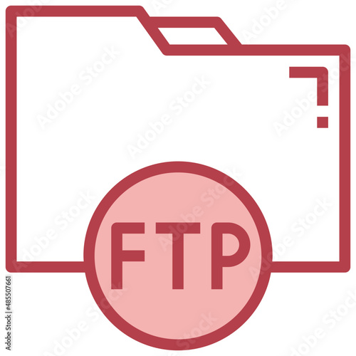 FTP red line icon,linear,outline,graphic,illustration