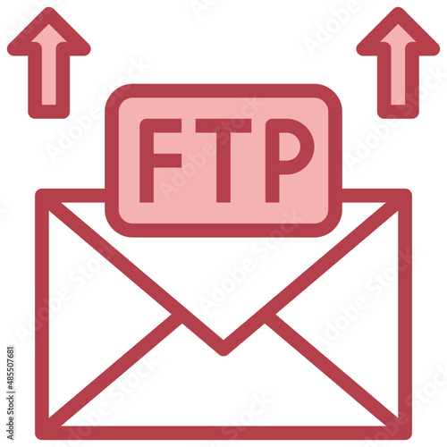 MAIL red line icon,linear,outline,graphic,illustration