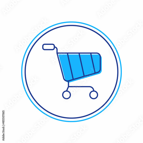 Filled outline Shopping cart icon isolated on white background. Online buying concept. Delivery service sign. Supermarket basket symbol. Vector