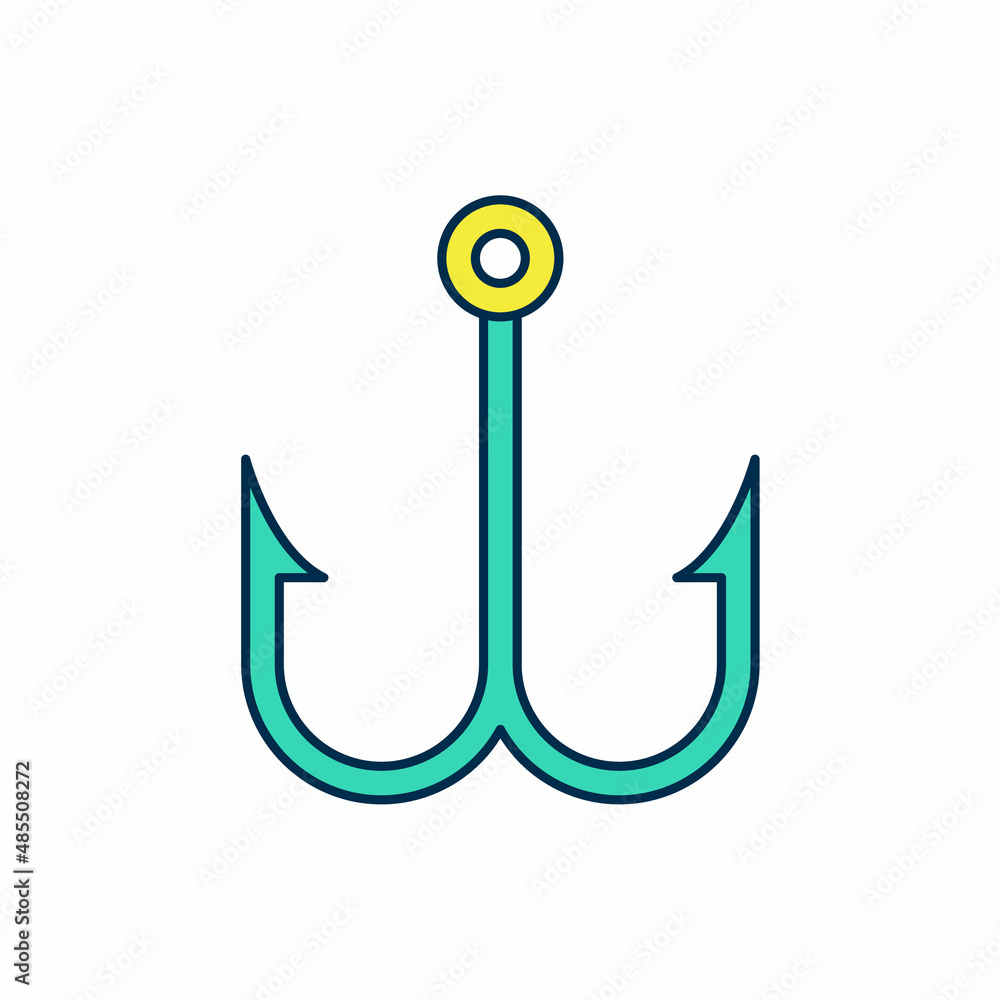 Filled outline Fishing hook icon isolated on white background. Fishing tackle. Vector Filled outline Fishing hook icon isolated on white background. Fishing tackle. Vector
