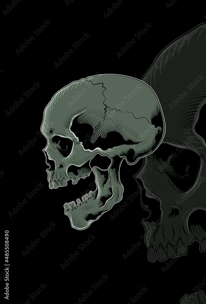 Obraz premium Head skull artwork vector illustration