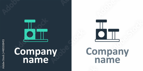 Logotype Cat scratching post with toy icon isolated on white background. Logo design template element. Vector
